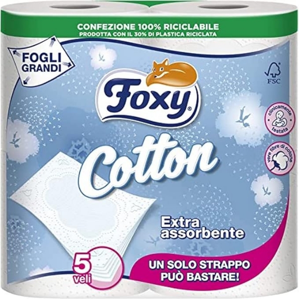 Immagine di FOXY IGIENICA 4 ROTOLI FIBRA COTONE